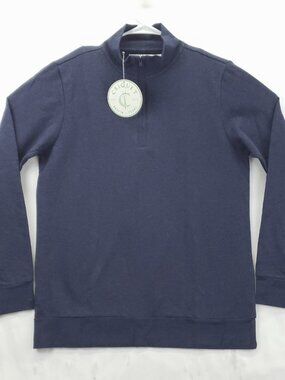NEW Criquet Sweater Fleece Mens Medium Blue Knit Long Sleeve 1/4 Zip Golf